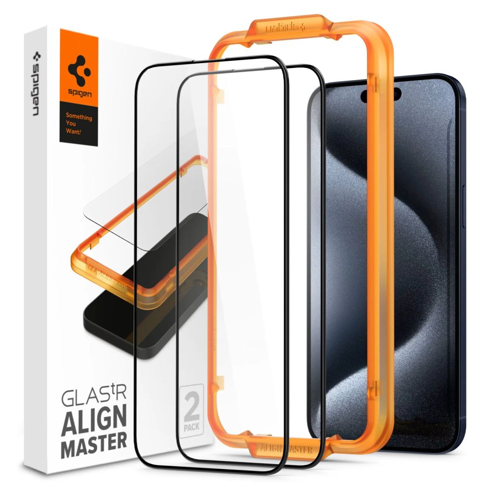 SPIGEN ALM GLASS FC 2x 3D védőüveg Apple iPhone 15 Pro Max készülékhez BLACK akciós termékkép 1