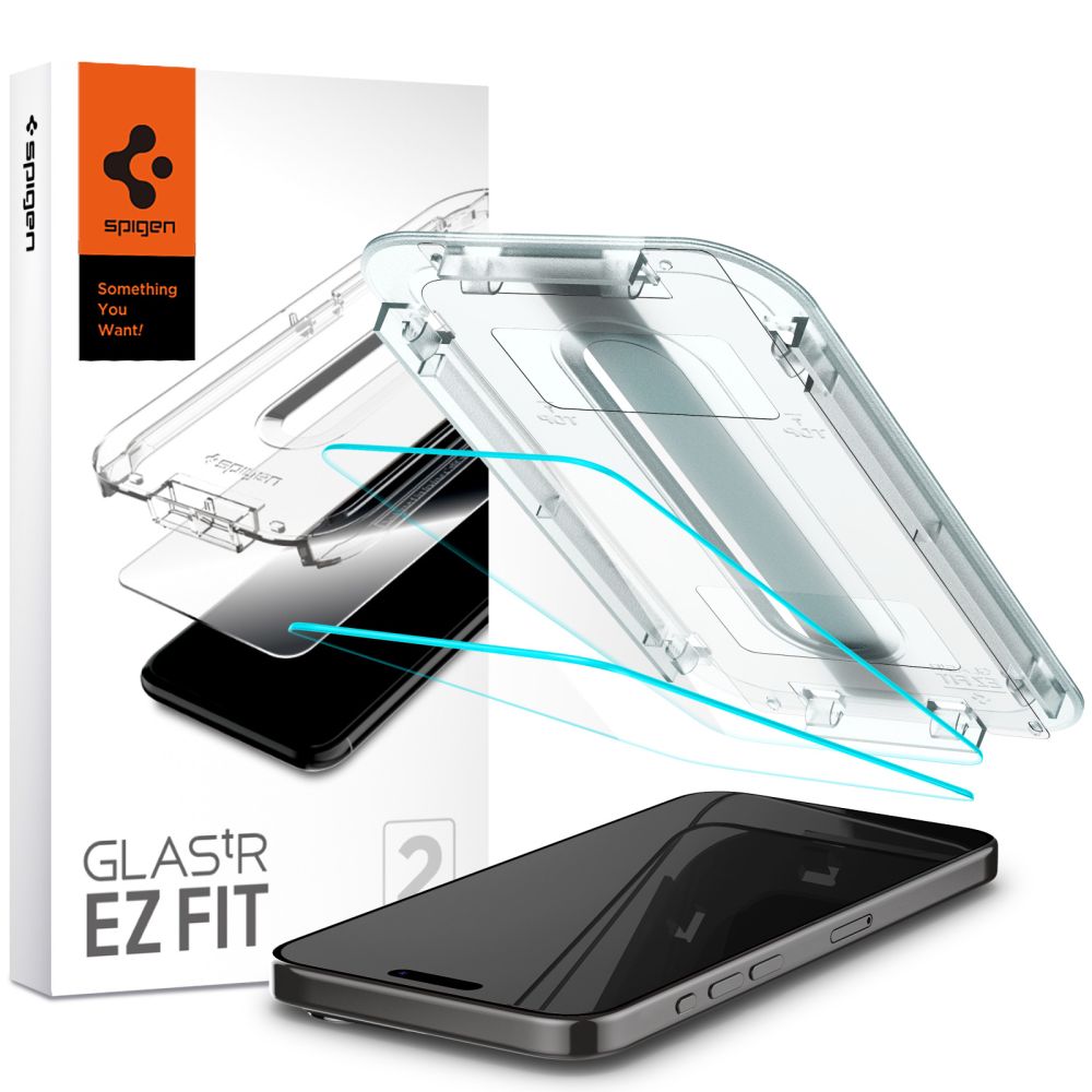 SPIGEN GLAS.tR EZ FIT 2x Védőüveg Apple iPhone 15 Pro készülékhez akciós termékkép 1
