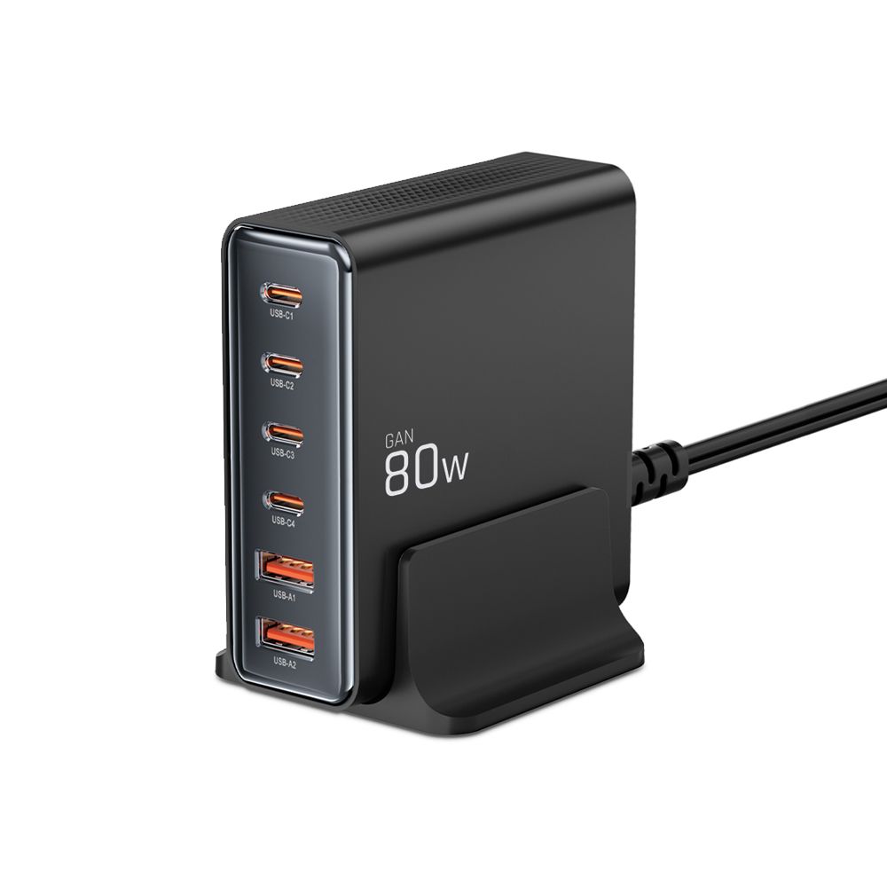 TECH-PROTECT DC80W-GAN 6-PORT Hálózati töltő fekete termék 2. képe