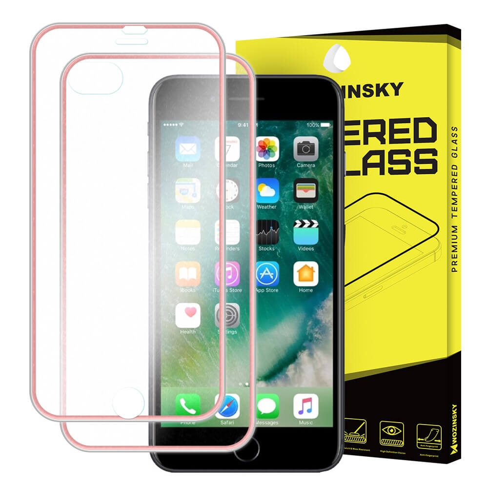 3D METALLIC edzett üveg elöl+hátul Apple iPhone 7 Plus / iPhone 8 Plus rózsaszín akciós termékkép 1