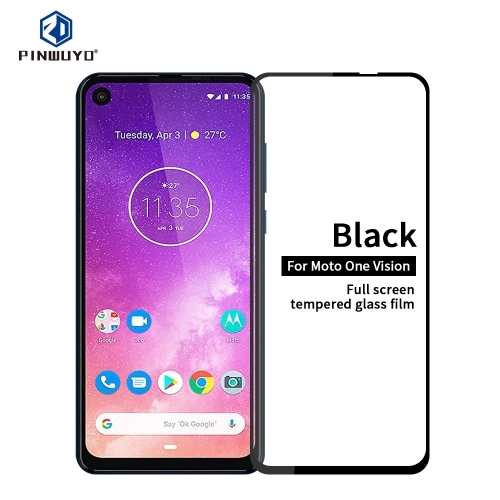 3D Edzett üveg Motorola One Vision fekete