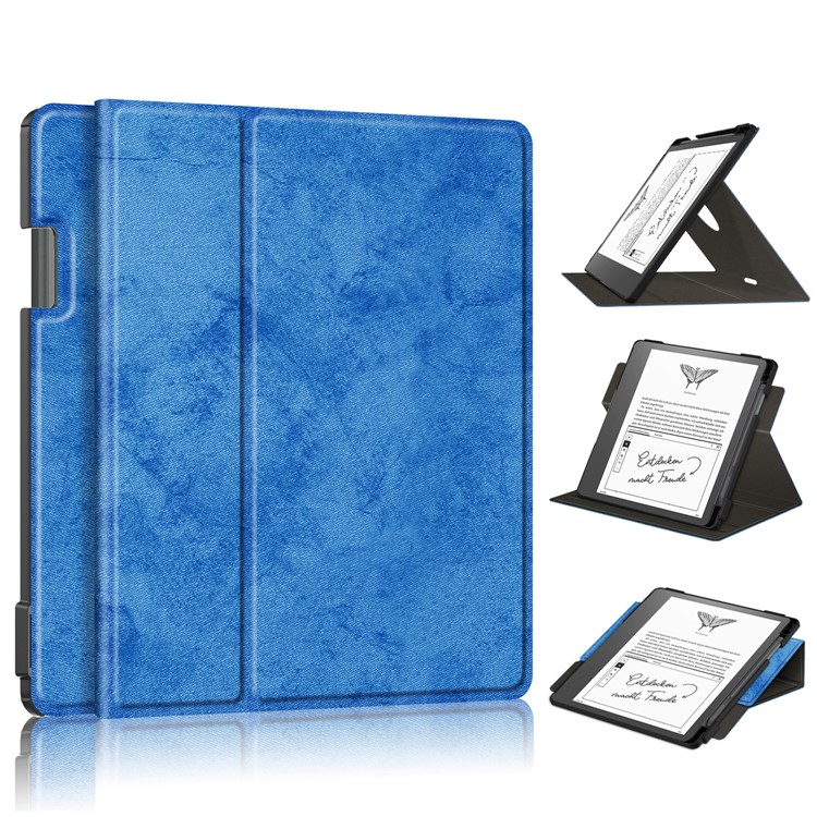 LEATHER Felhajtható tok Amazon Kindle Scribe 2024 / Kindle Scribe 2022 kék színhez akciós termékkép 1