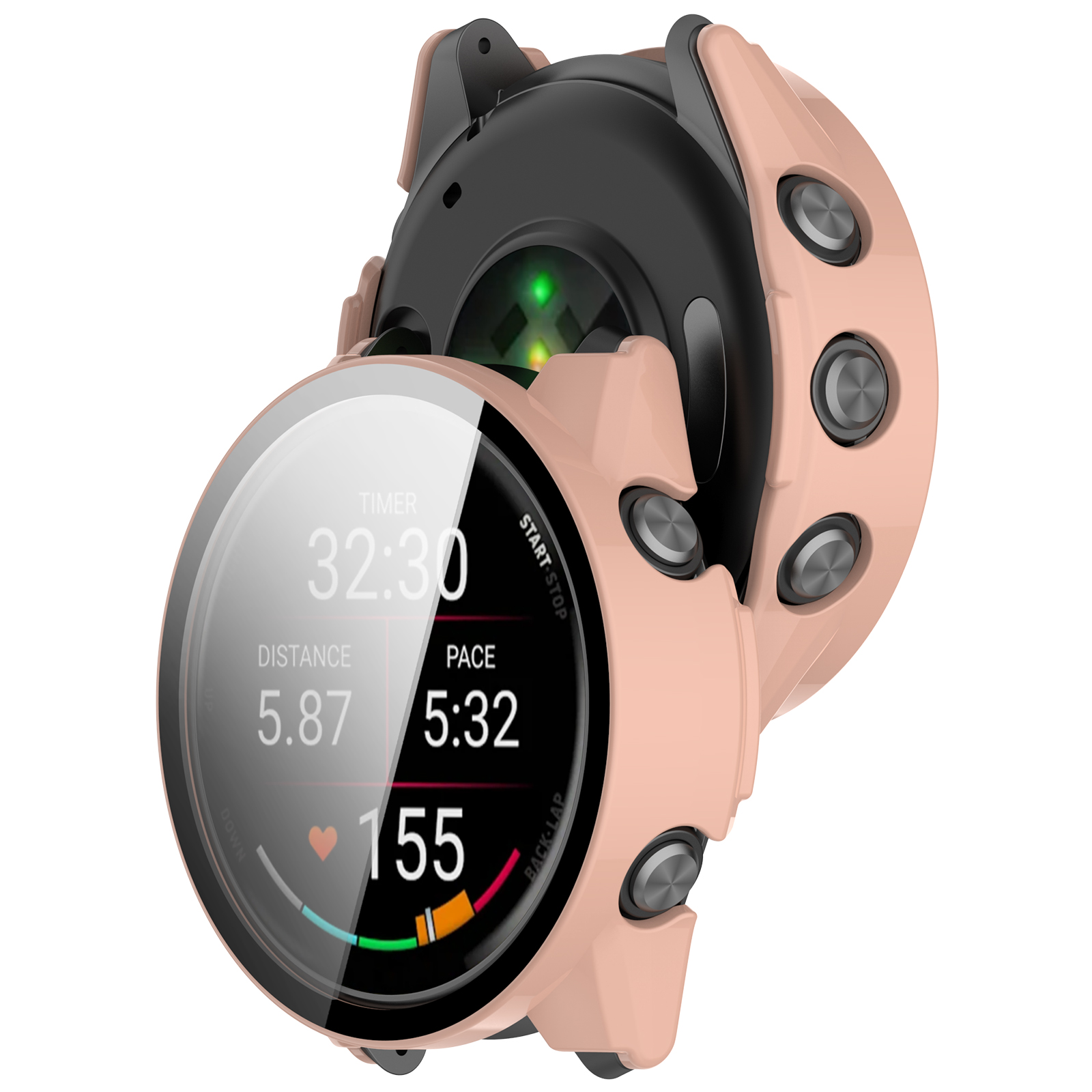 PC FULL COVER Plastový kryt so sklom pre Garmin Forerunner 570 47mm ružový termék 2. képe