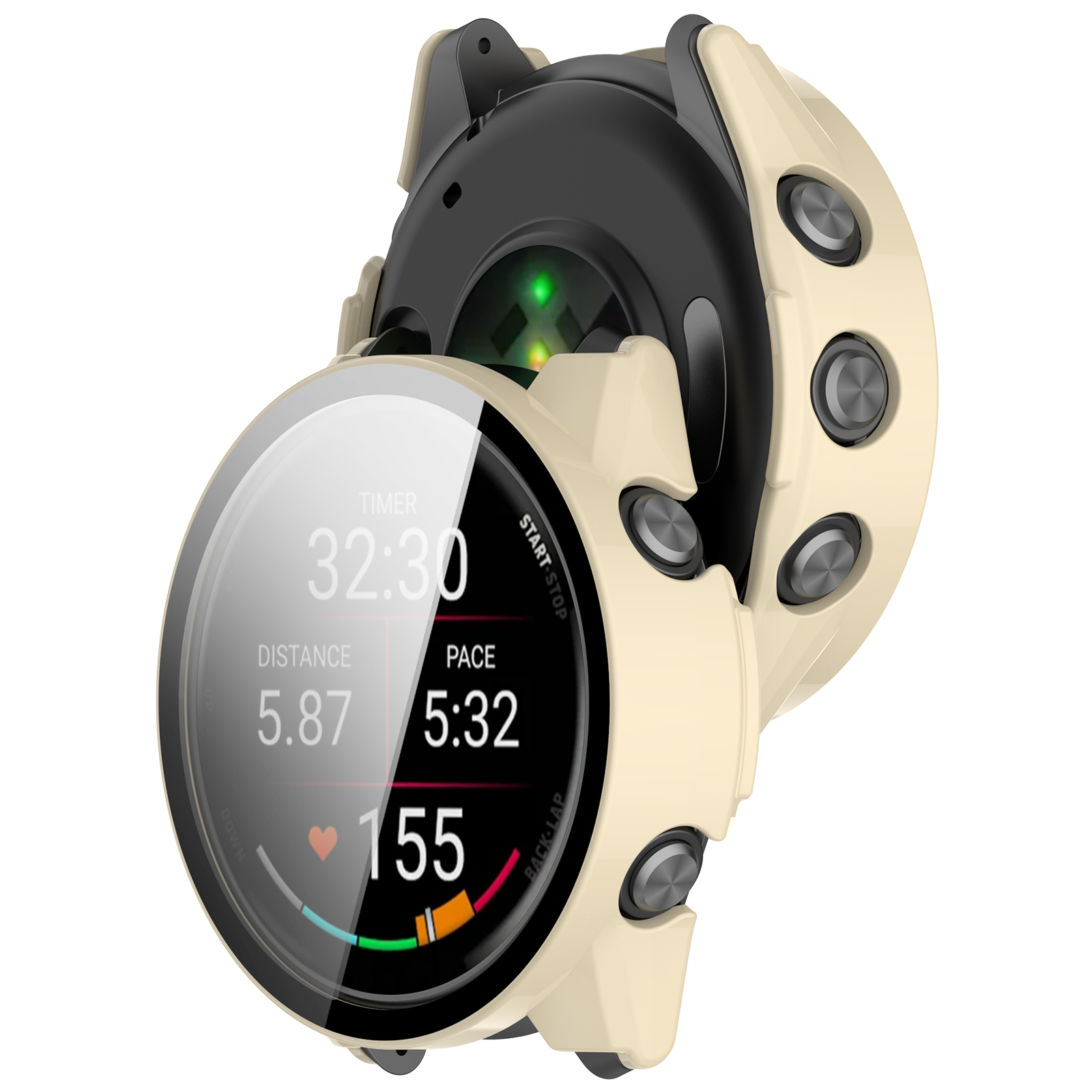 PC FULL COVER Műanyag védőüveg Garmin Forerunner 570 42mm IVORY WHITE termék 2. képe