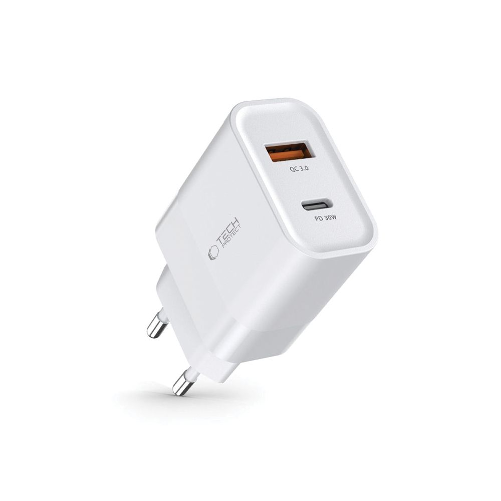 TECH-PROTECT C30W 2-PORT AC töltő 30W fehér termék 2. képe