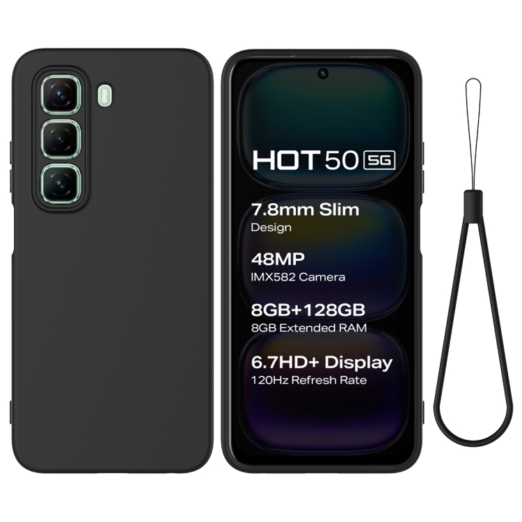 RUBBER Védőburkolat Infinix-hez Hot 50 5G fekete akciós termékkép 1