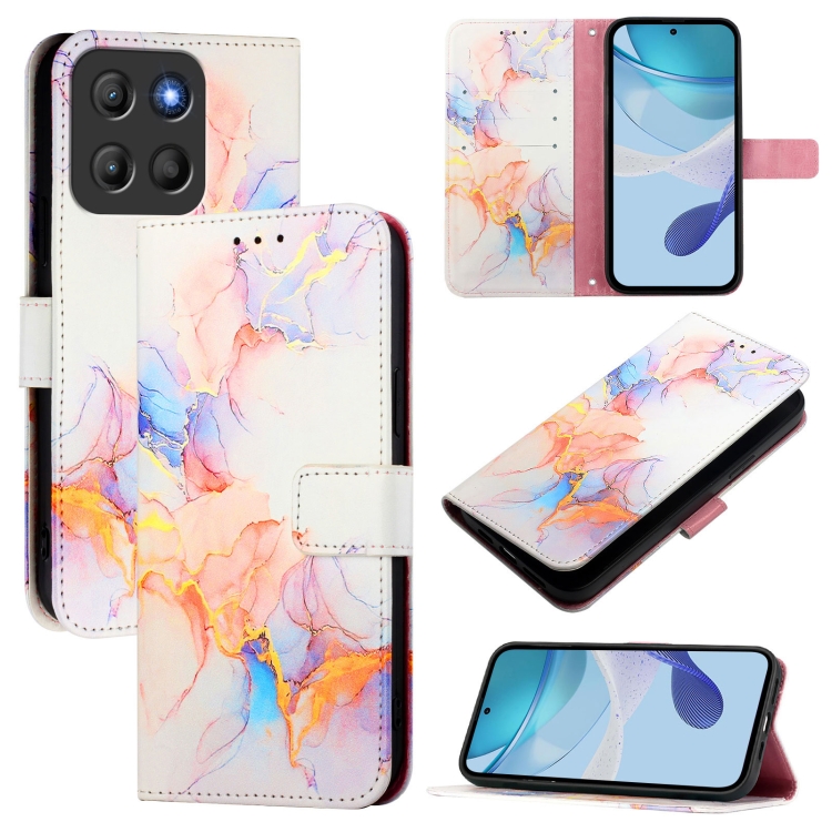 ART MARBLE Pénztárcahuzat Motorola Moto G15 / Moto G15 teljesítményhez WHITE NARANCS termék 2. képe
