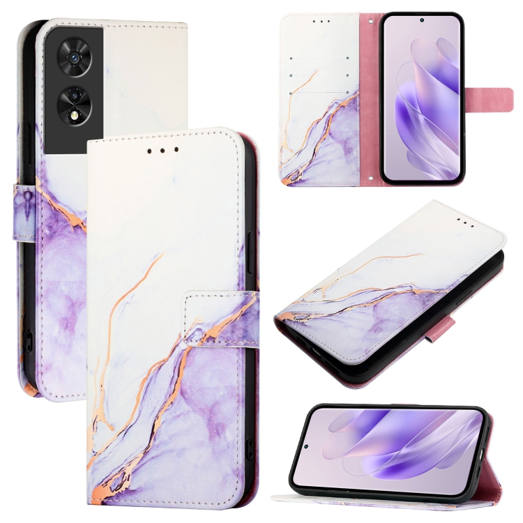 ART MARBLE Pénztárcahuzat TCL 505 WHITE PURPLE-hoz termék 2. képe
