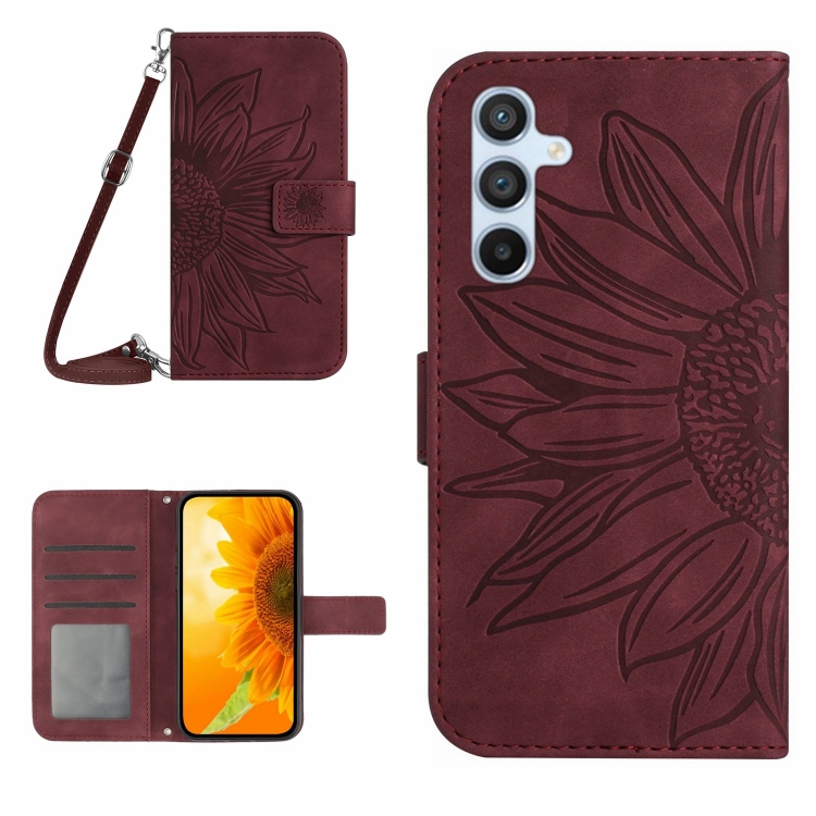 ART SUNFLOWER pénztárca tok vezetékkel Samsung-hoz Galaxy A16 / A16 5G bordó termék 2. képe
