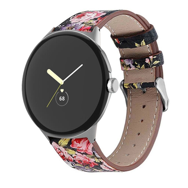 LEATHER Bőrszíj Google Pixel-hoz Watch3 45mm PINK FLOWER akciós termékkép 1