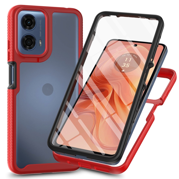 DUAL Kétoldalas burkolat fóliával Motorola Moto G35 5G piros akciós termékkép 1