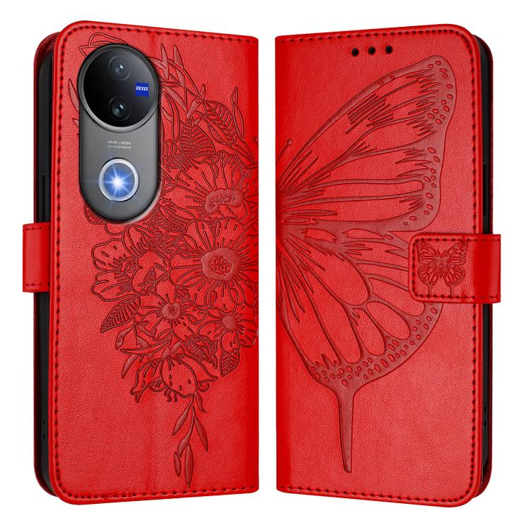 ART BUTTERFLY Pénztárca tok Vivo V50 5G piros akciós termékkép 1