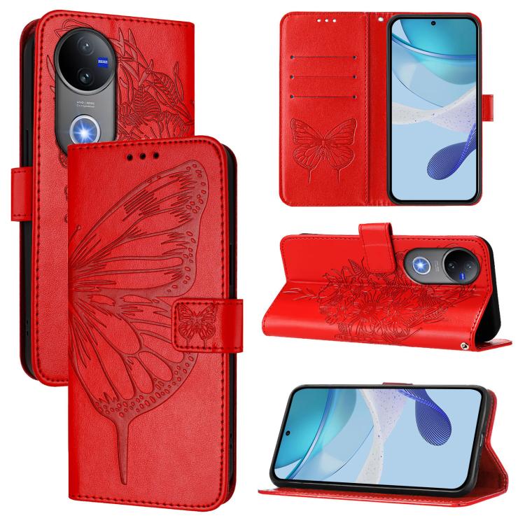 ART BUTTERFLY Pénztárca tok Vivo V50 5G piros termék 2. képe
