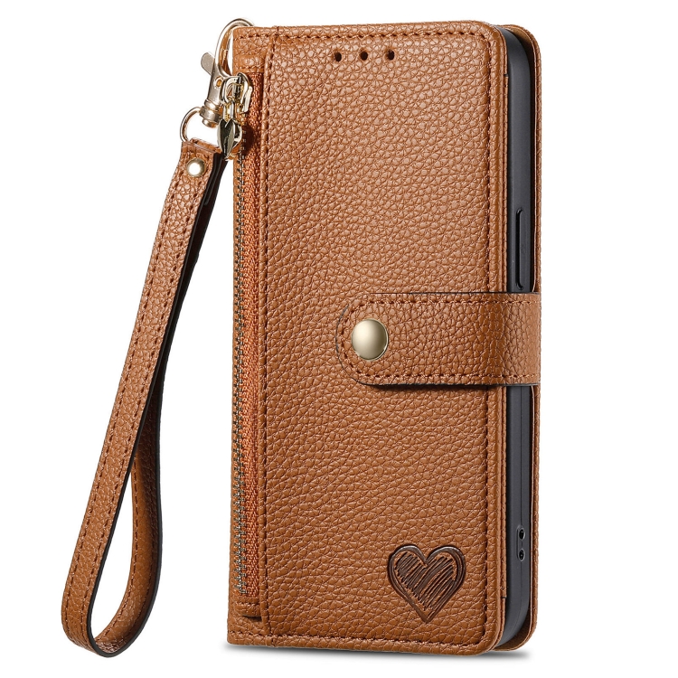 HEART Tárcatáska Motorola Moto-hoz G75 5G barna akciós termékkép 1