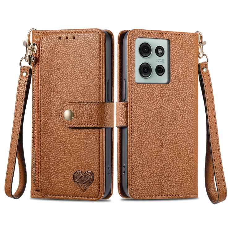 HEART Tárcatáska Motorola Moto-hoz G75 5G barna termék 2. képe