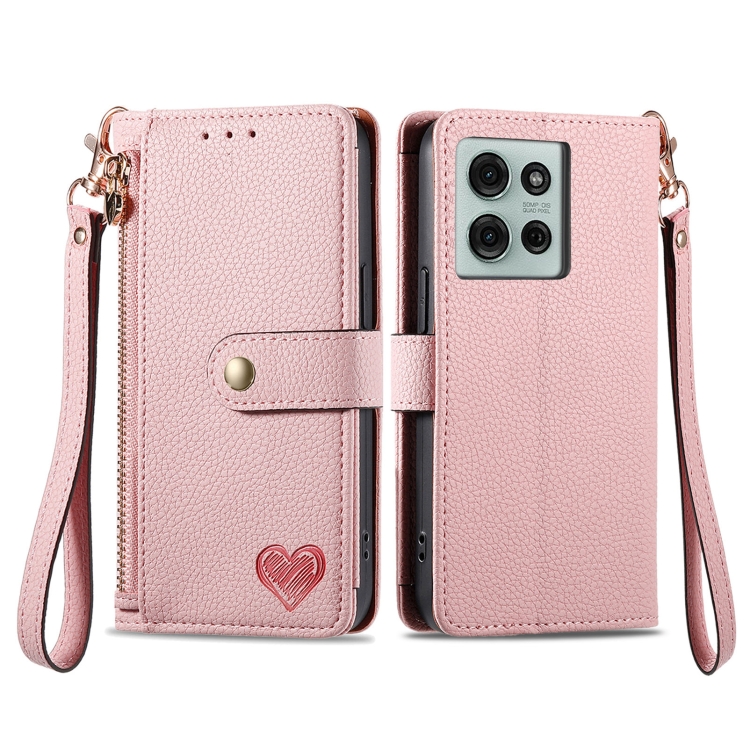 HEART Pénztárcatok a Motorola Moto G75 számára 5G rózsaszín termék 2. képe