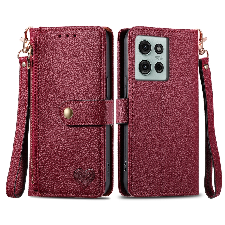 HEART Tárcatáska Motorola Moto-hoz G75 5G piros termék 2. képe