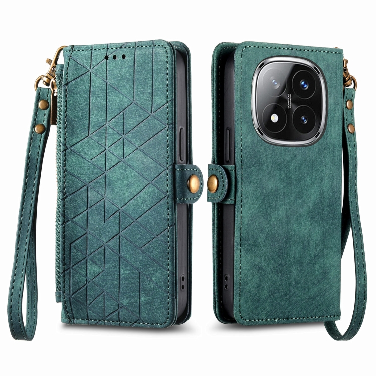 GEOM pénztárca tok Xiaomi Redmi Note 14 Pro 5G-hoz / Poco X7 zöld akciós termékkép 1