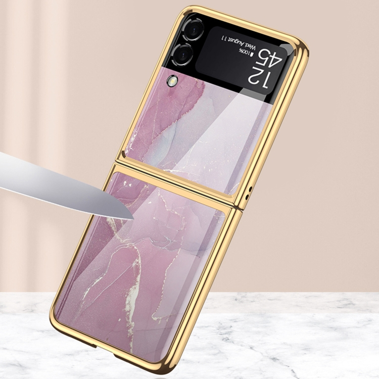 GKK GLASS Védőburkolat Samsung Galaxy Z Flip 3 5G PINK MARBLE termék 2. képe