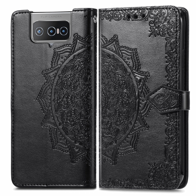 ART Pénztárca borító Flip Asus Zenfone 8 (ZS672KS) ORNAMENT fekete akciós termékkép 1