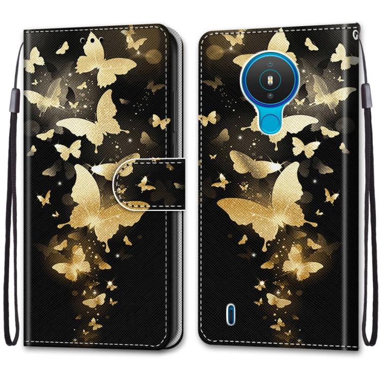 ART Pénztárcahuzat Nokia 1.4 GOLD EN BUTTERFLY akciós termékkép 1