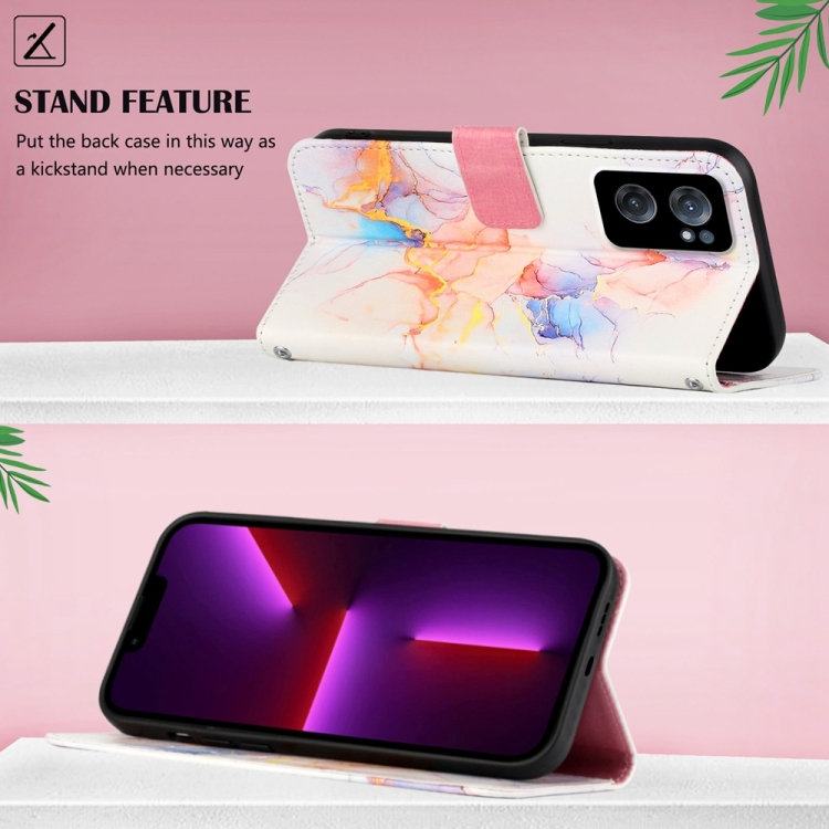 ART Pénztárca huzat OnePlus Nord CE 2 5G WHITE ORANGE MARBLE termék 2. képe