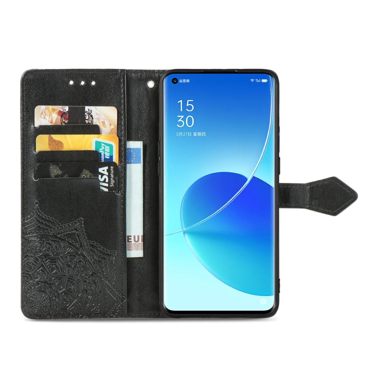 ART Peňaženkový terjed Oppo Reno6 Pro 5G (MediaTek) ORNAMENT fekete termék 2. képe