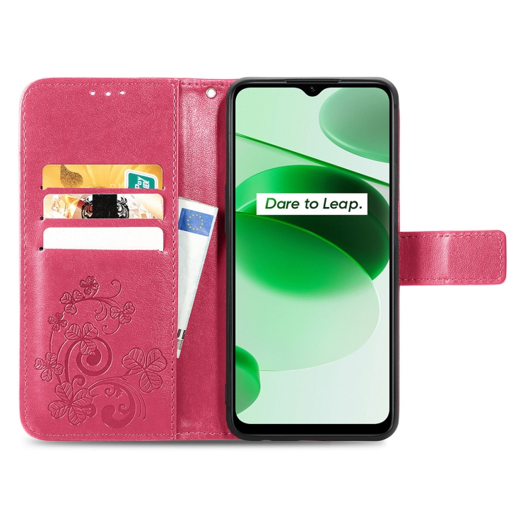 ART Pénztárca borító Realme C35 FLOWERS sötét rózsaszín termék 2. képe