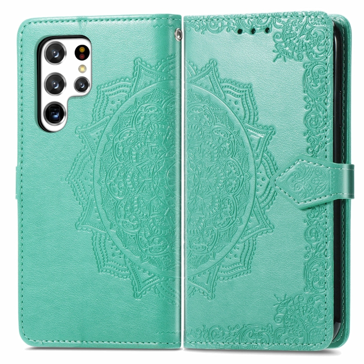 ART Peňaženkový fedél Samsung Galaxy S22 Ultra 5G ORNAMENT zöld akciós termékkép 1