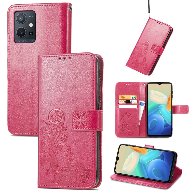 ART Pénztárcahuzat Vivo Y55 5G FLOWERS sötét rózsaszín termék 2. képe
