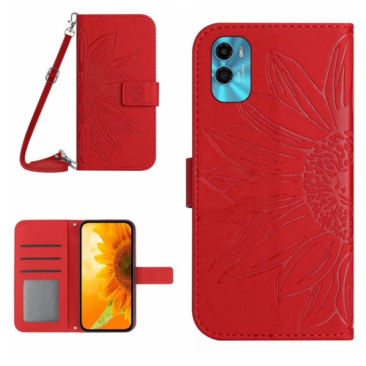 ART SUN FLOWER Pénztárca tok szíjjal Motorola Moto E22s piros termék 2. képe