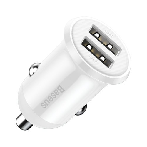 BASEUS GRAIN PRO Autós töltő 2x USB fehér akciós termékkép 1