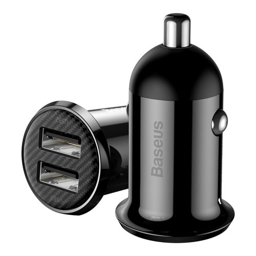 BASEUS GRAIN PRO Autós töltő 2x USB fekete termék 2. képe