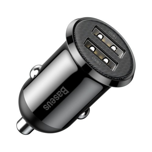 BASEUS GRAIN PRO Autós töltő 2x USB fekete akciós termékkép 1