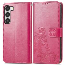 ART FLOWERS Pénztárcahuzat Samsung Galaxy S23 Plus 5G sötét rózsaszín