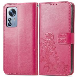 ART Wallet tok Xiaomi 12 Pro FLOWERS sötét rózsaszín