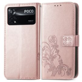 ART Wallet tok Xiaomi Poco X4 Pro 5G FLOWERS világos rózsaszín