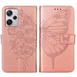 ART BUTTERFLY Wallet tok Xiaomi Redmi Note 12 Pro + 5G rózsaszín