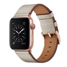 LEATHER Bőr szíj Apple Watch Ultra 1 / 2 (49mm) / 9 / 8 / 7 (45 mm) / 6 / SE / 5 / 4 (44 mm) / 3 / 2 / 1 (42 mm) bézs színű
