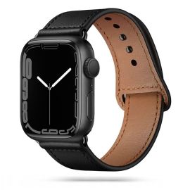 TECH-PROTECT FIT Bőrszíj Apple Watch 9 / 8 / 7 (41mm) / 6 / SE / 5 / 4 (40mm) / 3 / 2 / 1 (38mm) fekete