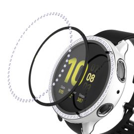 GYÉMÁNT Műanyag borítás védőüveggel Samsung Galaxy Watch Active 2 44mm ezüst