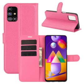 LITCHI Wallet fedél Samsung Galaxy M31s rózsaszín