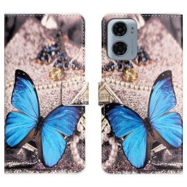 ART Pénztárca tok Motorola Moto G06 / G06 Power BLUE BUTTERFLY készülékhez