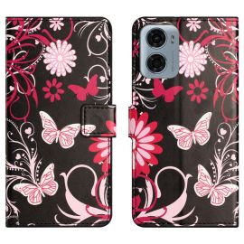 ART Pénztárca tok Motorola Moto G06 / G06 Power FLOWER BUTTERFLY készülékhez