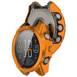 PC FULL COVER Műanyag tok üveggel Garmin Tactix 8 47mm ORANGE készülékhez