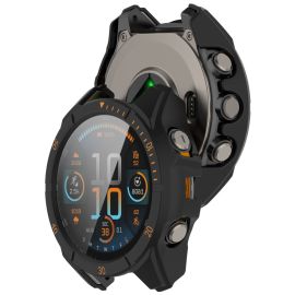 PC FULL COVER Műanyag védőtok üveggel Garmin Tactix 8 47mm BLACK-ORANGE