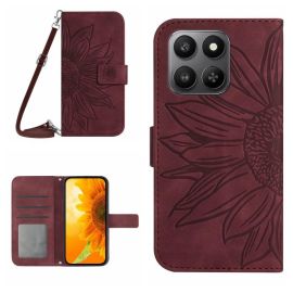 ART SUNFLOWER Pénztárca tok zsinórral Honor 400 Smart 5G / Honor X7d bordó színben