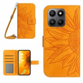 ART SUNFLOWER Pénztárca tok zsinórral Honor 400 Smart 5G / Honor X7d telefonhoz, sárga