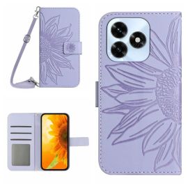 ART SUNFLOWER Pénztárca tok zsinórral Honor X5c Plus lila telefonhoz