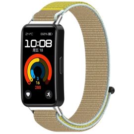 NYLON Cserélhető szíj Huawei Band 10 / Band 9 / Band 8 barna-sárga